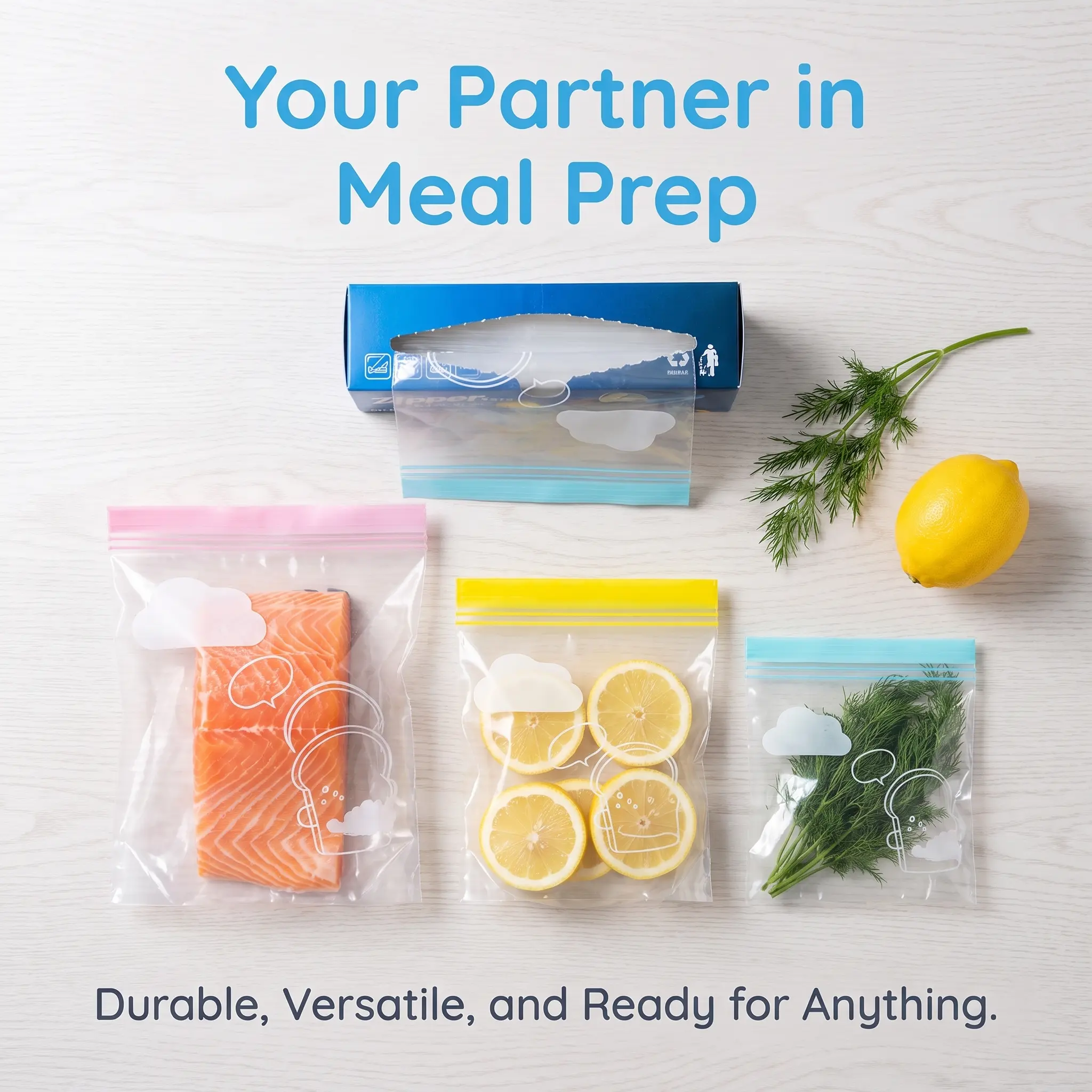 【Back to School】Thick Double Seal Food Storage Bags, Reusable Self-SealingPouches, Food Grade Airtight Bags for RefrigeratorOrganization & Food Portioning-MM1
