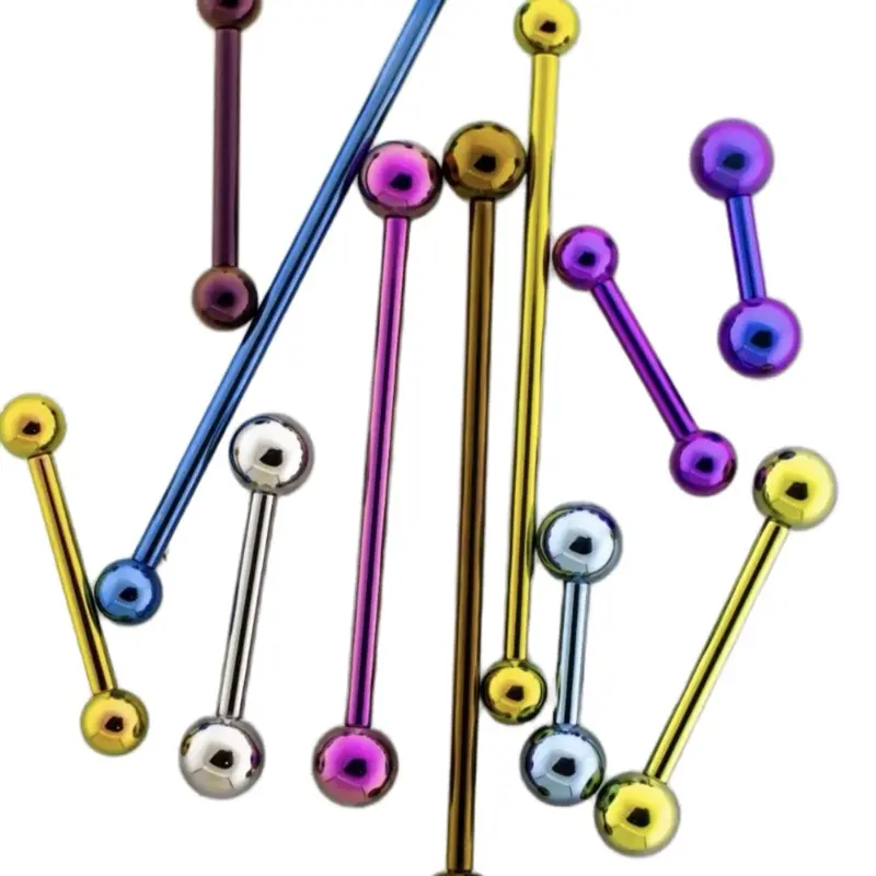 Titanium Anodized Barbell for Body Piercings in 14 Gauge 1/2 Inch Internally Threaded Multi-Color Options