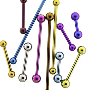 Titanium Anodized Barbell for Body Piercings in 14 Gauge 1/2 Inch Internally Threaded Multi-Color Options