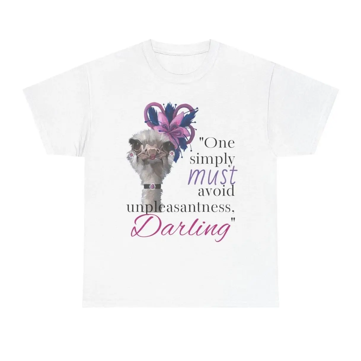 Lady O Quote Ostrich Cotton T-Shirt, Whimsical Apparel F9G