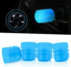 4 PCS Luminous Wheels Cap Tire Valve Stem, Glow Luminous at Night, Air Caps Cover Fluorescent, Illuminated Auto Car Wheel Valve Stem Caps Cover for Car, SUV, Truck (Red #Skull)
