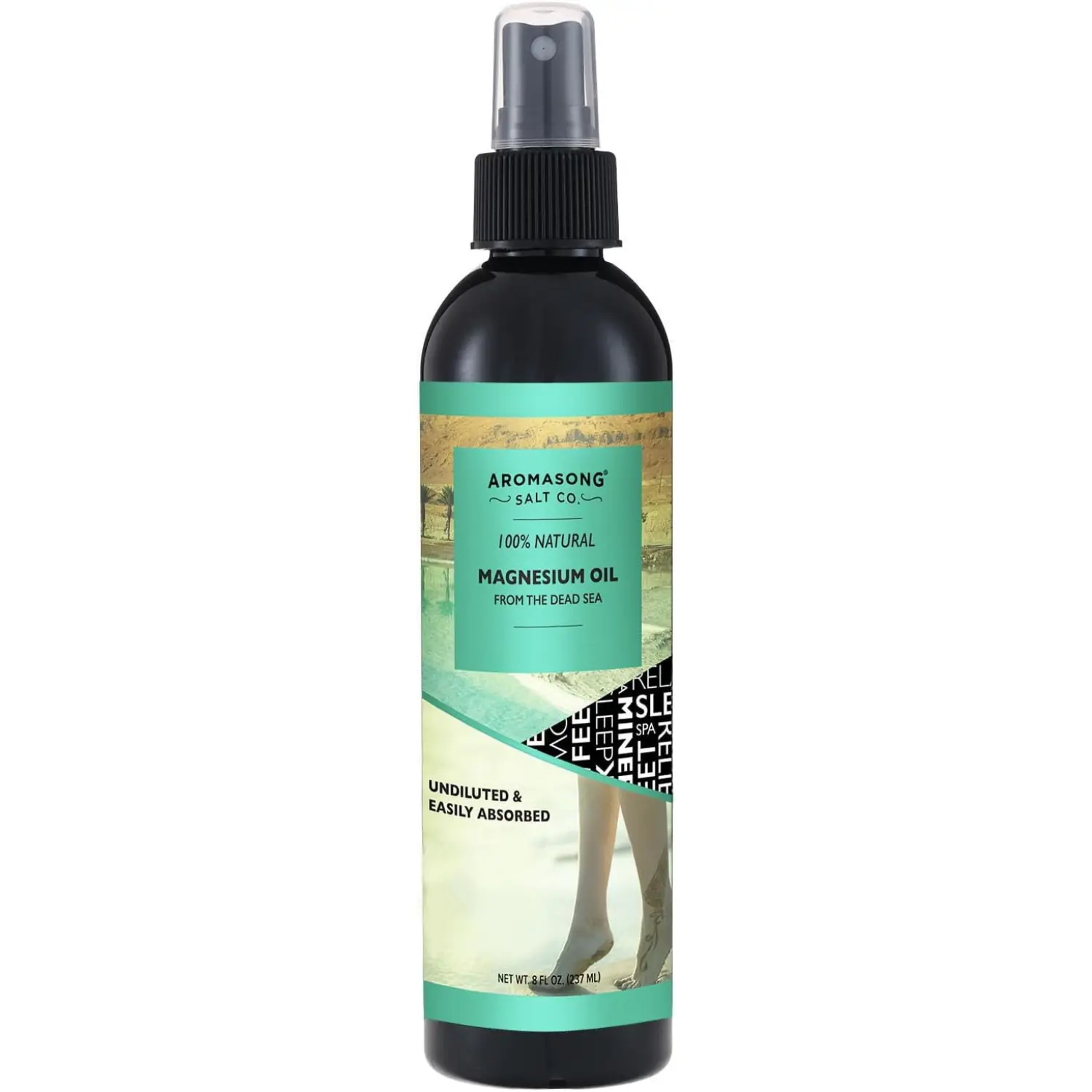 AROMASONG Extra Strength Hydrating Magnesium Oil Spray Moisturizer (Liquid, Single Item) - 8oz Magnesium Body Oils Refill, 23mg per Spritz, Pure Mg, Natural, Calming, Soothing, Made in USA, for Adults’ Leg Discomfort & Sleep, Oil Body Oils