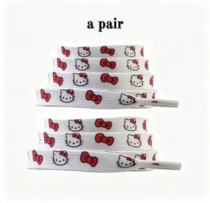Hello Kitty Aesthetic Replacement Shoelaces, 160cm Sanrio Cartoon Print Laces for Sneakers, Footwear Accessory