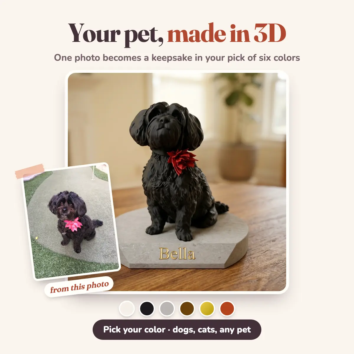 ForeverPet Custom 3D Pet Figurine - 1-Color Statue