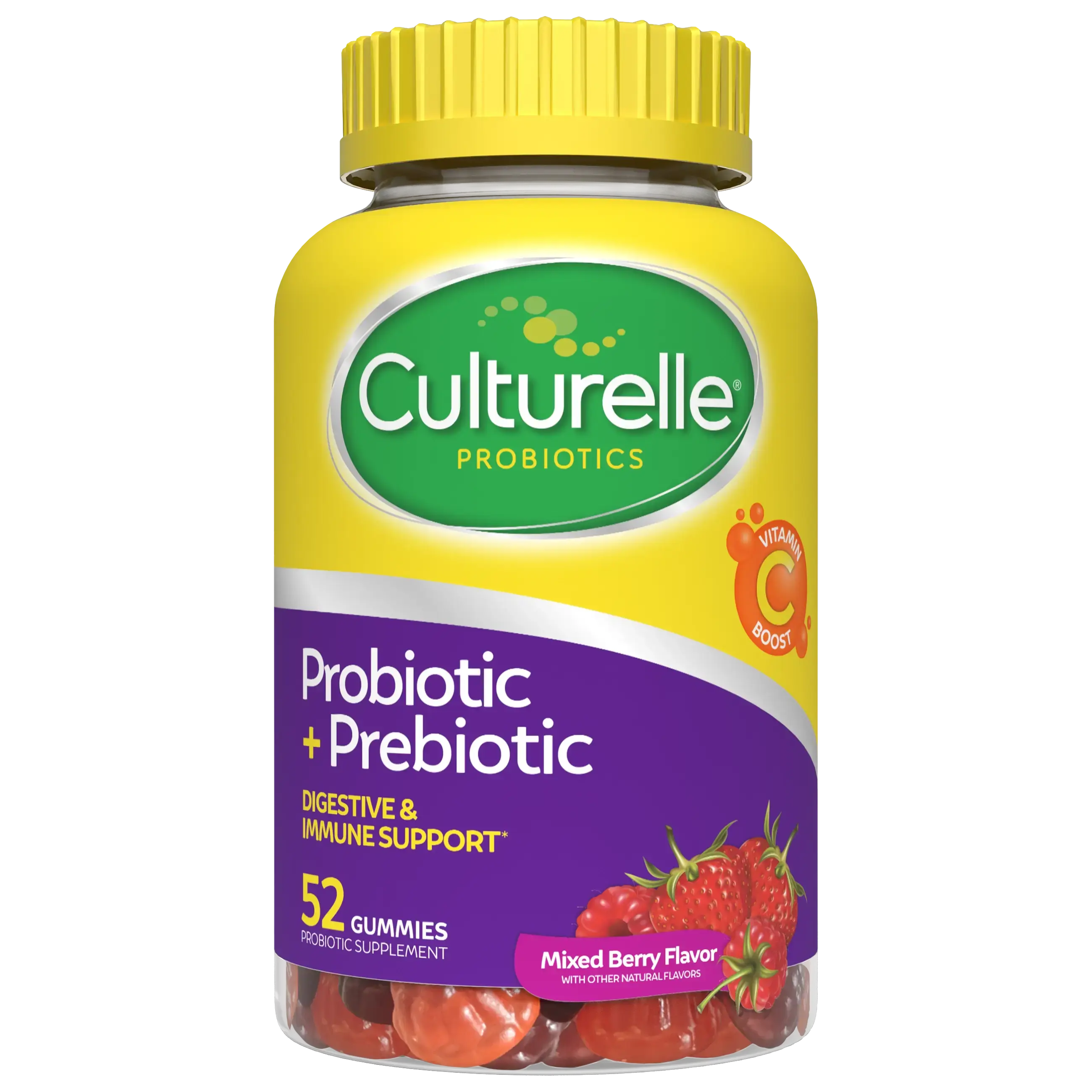 Culturelle Probiotic + Prebiotic Gummies - Berry Flavor Daily Wellness Gummies with Probiotics & Prebiotics Culturelle Probiotic + Prebiotic Gummies - Berry Flavor Daily Wellness Gummies with Probiotics & Prebiotics