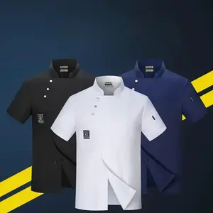 Summer Hotel Chef Work Clothes for Men's Thin Style Baking Cake Teacher Restaurant Kitchen Workwear Short Sleeves for Women