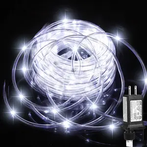 Rope Lights Outdoor 33FT 100LED 8 Light Modes IP65 Waterproof Copper Fairy String Lights for Garden Yard Porch Home Wedding Party New Year Holiday Decoration White