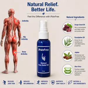 iPainFree 2 oz Soothing Oil Spray - Eucalyptus Cooling Relief for Muscles & Joints, Plant-Based Health & Wellness Solution with Grape Seed, Aloe Vera & Jojoba Oil for Fitness Therapy