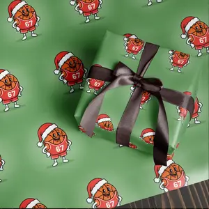 Funny 67 Christmas Wrapping Paper,Santa Meme Gift Wrap for Kids, Sport Basketball Green Holiday Gift Wrap Roll,Hilarious Christmas Gift Idea