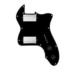 920D Custom 72 Thinline Tele Loaded Pickguard With Nickel Roughneck Humbuckers, Black Knobs, and Black Pickguard