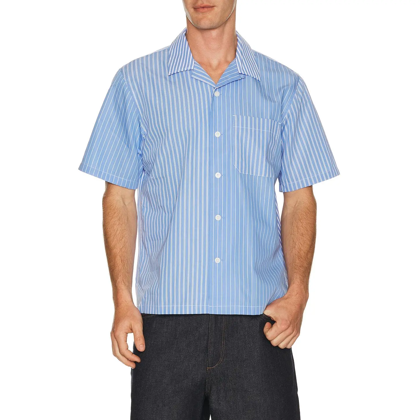 Rag & Bone Avery Poplin Shirt in Blue Multi Stripe