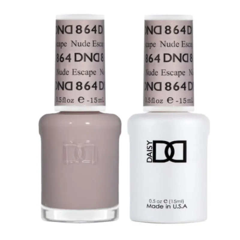 DAISY DND 2 Bottle Gel Polish & Lacquer Set, 864 Nude Escape | Unisex Long-Lasting Cosmetic for Professional Nail Art, Regular Polish Does Not Need Uv Lamp