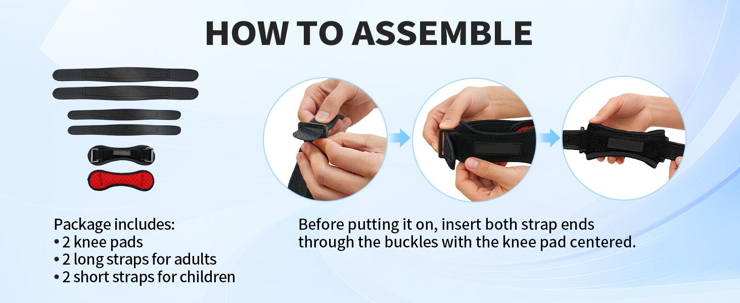 Patella Tendon Knee Straps 2 Pack with Extra Adjustable Straps for Knee Pain Relief and Stability, Suitable for Running, Hiking, Soccer, Basketball, Tennis