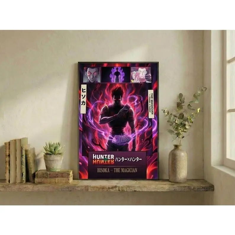 Hisoka Morow Hunter x Hunter Artistic Anime Photo Poster - 16x24 Mountable Paper Print, Plaid/Polka Dot/Houndstooth Themed Home Decor Wall Art for Room & Wardrobe Supplies