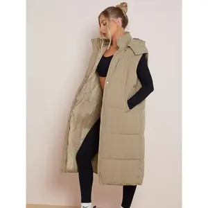 Versatile Plain Hooded Zip-Up Side Pocket Cotton Vest