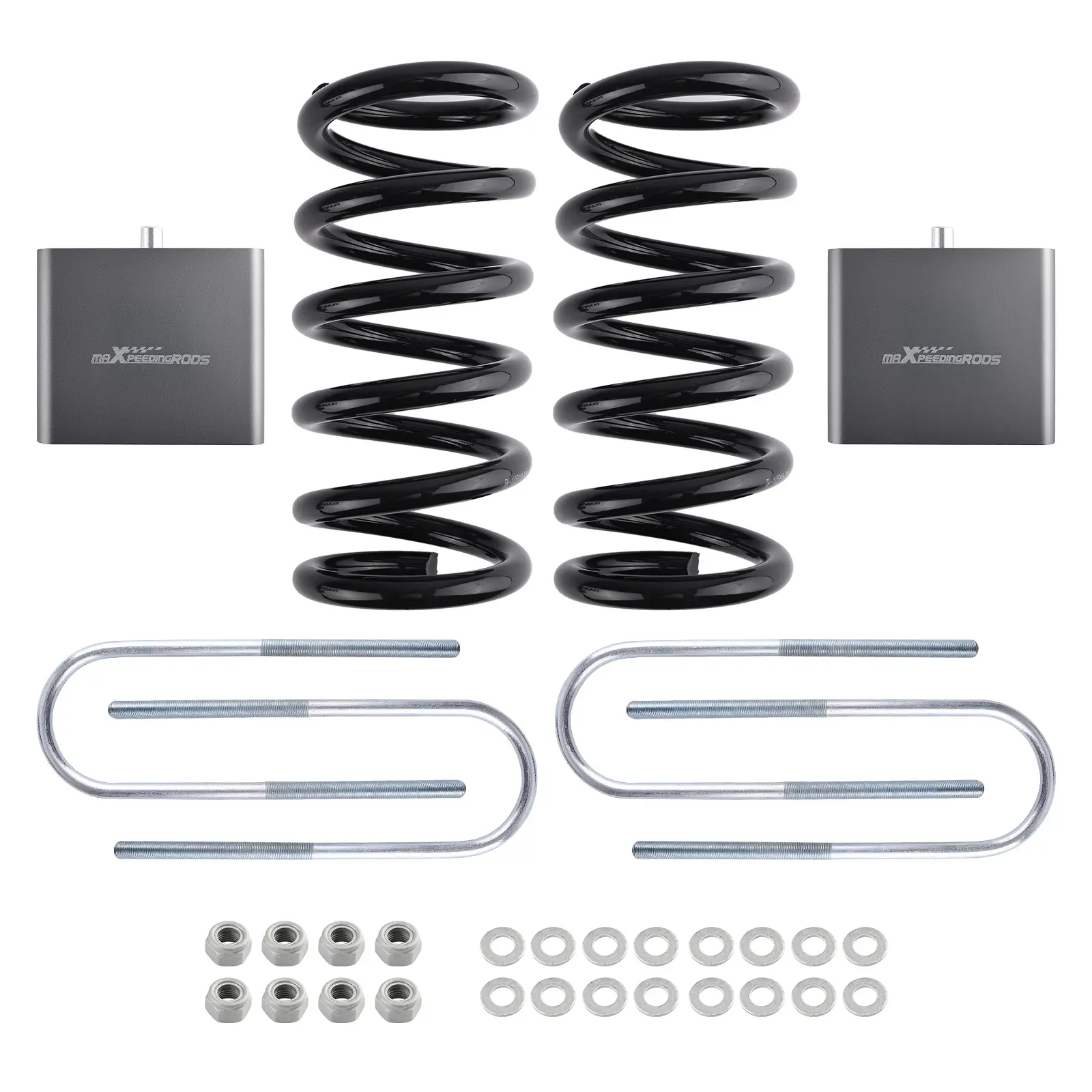 Front 3 Drop Coils Rear 4 Blocks compatible for Dodge Dakota 2WD 1997-2004 Lowering Kit