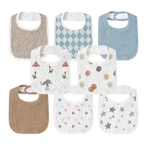 BABY Muslin Drool Bibs for Boys Girls 8 Pack Adjustable Soft Cotton Bandana Bibs for Drooling Teething Newborn Feeding Essentials Circus