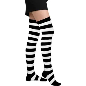 Thigh High Socks Extra Long Stretchy Sock Striped Over Knee Highs Stocking for Women Compression