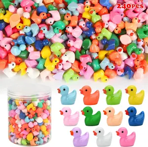 240pcs Mini Ducks, Tiny Resin Duck Figurines Colorful Plastic Small Ducks Bulk for Miniature Landscape Aquarium Potted Fairy Garden Home Dollhouse Decor Accessories Party Favors Toys Gifts