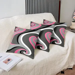 Feelyou 4-Pack 18x18 in Pink-Grey Striped Geometric Decorative Throw Pillow Covers - Square Cushion Cases for Bedroom, Couch, Bedroom Accessories, Whimsical Home Decor