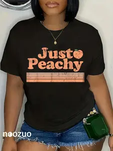 100% Cotton Just Peach Retro 70s Georgia Peaches Summer Fruit T-Shirt