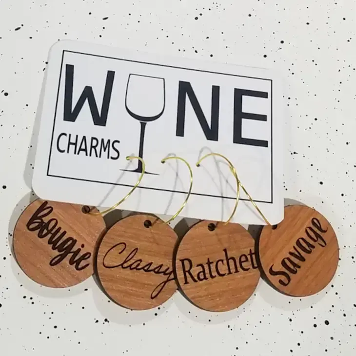 Bougie Wine Glass Charms - Cherry Wood