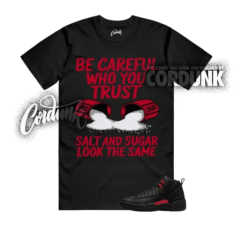 AJ12 Bloodline Black Red Matching T Shirt, Salt and Sugar Look The Same Graphic Shirt, 90s Hip Hop Tee, Gift For Women and Man, Unisex T-Shirt, Sneaker Head Gift