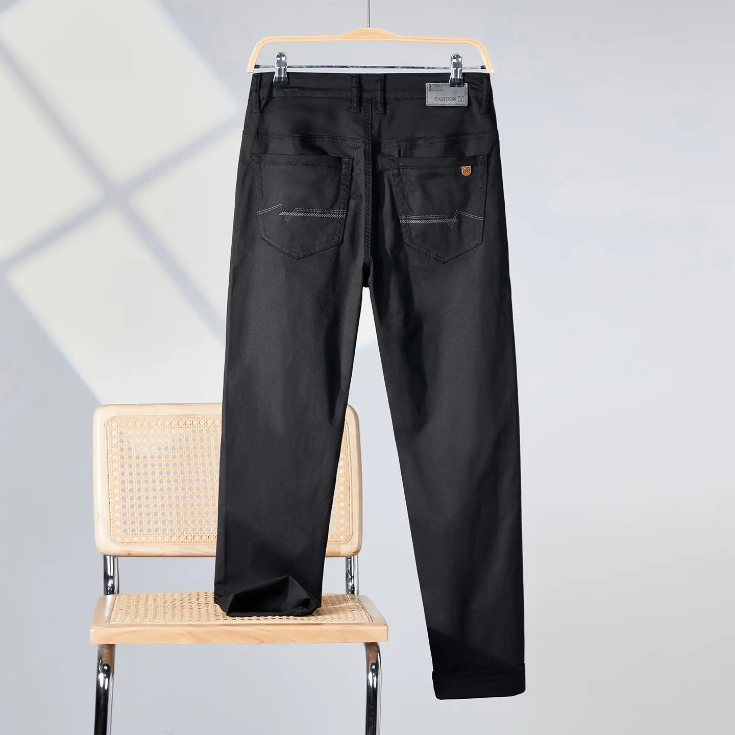 [P361] Men's Denim Cowboy Jeans, Black Menswear with Stretch Fabric, Flannel-Ready Style