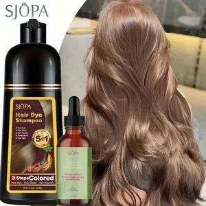 SJOPA 5-in-1 Hair Dye Shampoo - Can cover gray hair, contains herbal ingredients, contains ginseng extract, natural hair dye, black hair dye