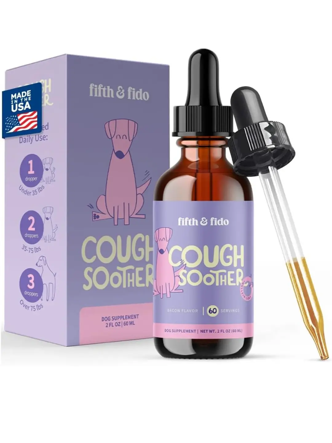 Fifth and Fido Dog Cough Remedy - Natural Elderberry Formula for Relief of Coughing & Sinus Congestion - Made in USA - 60 Servings