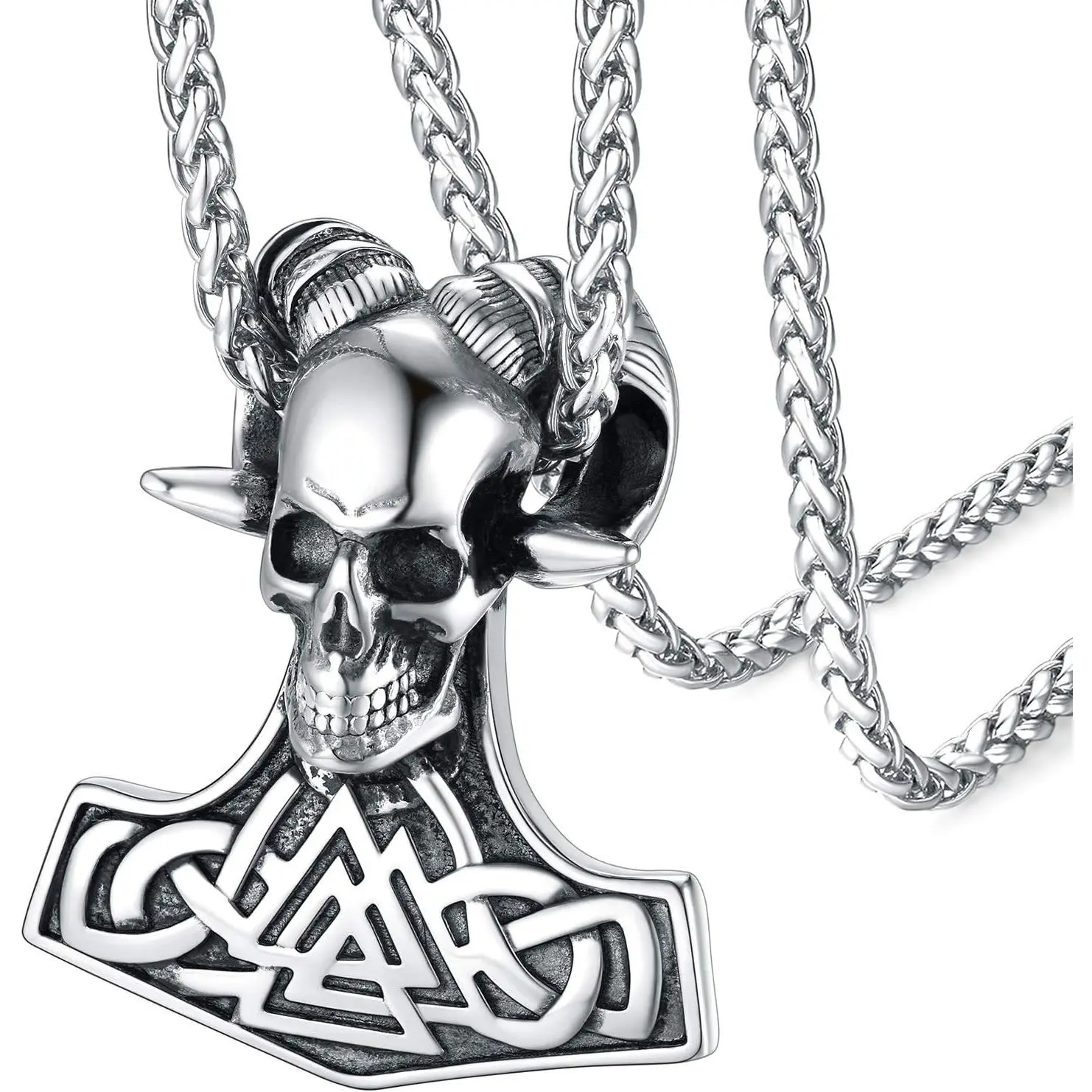12. Thor Hammer&Goat Skull-Silver