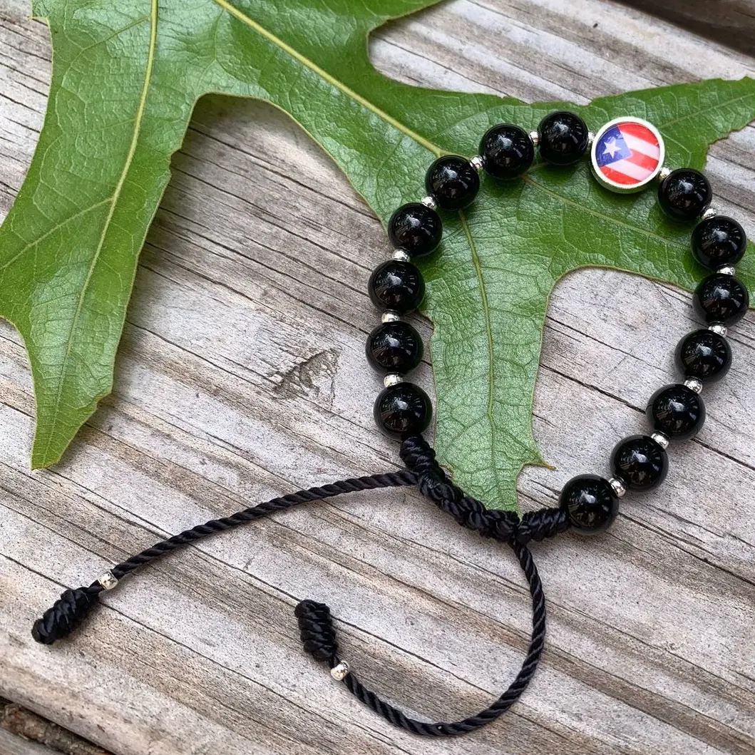 Unisex Black Puerto Rican Flag Bracelets