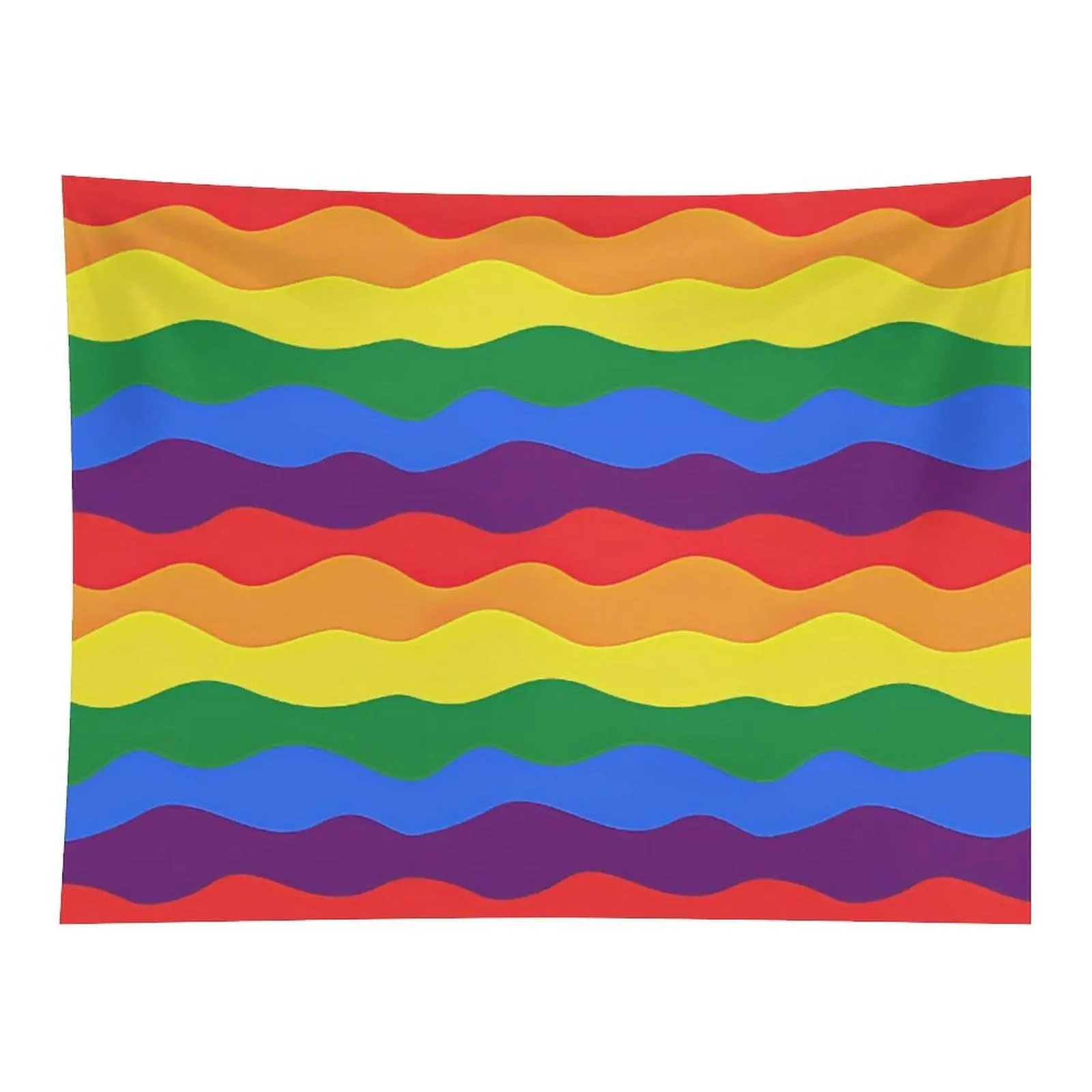 Vibrant Wavy Rainbow Striped Wall Tapestry Colorful Layered Wave Pattern For Lively Modern Bedroom And Living Area Decor