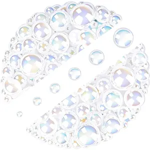 1500 Pcs AB Half Pearls for Crafting, Mixed Sizes 3/4/5/6/8/10mm Flatback Pearl Beads for Crafts, Gems for Nail Art Making, Shoes Clothes Embellishments (A014 White AB)