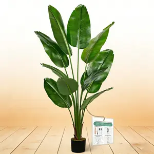 Artificial Bird of Paradise 5ft - Tall Faux Silk Tree with realistic leaves - Perfect Tall Indoor Plants for Living Room, Bedroom & Office Decor - Modern Home Accent (5FT Bird of Paradise)