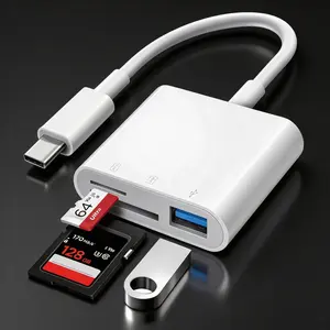 Fermoved 3-in-1 USB C Card Reader – Plug & Play for iPhone, iPad, MacBook, and More Type-C Devices