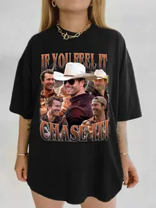 Limited If You Feel it Chase It Glen Powell T-Shirt, Gift For Women and Man Unisex T-Shirt, Movie Twister Bootleg Vintage Graphic Tee Merch Unisex Tshirt