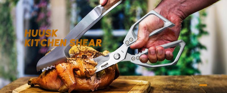 【TikTokShopBlackFriday】HUUSK Kitchen Scissors All Purpose -FallFreshness- Stainless Steel Kitchen Shears, Sharp Silver Meat Scissors, Dishwasher Safe, Heavy Duty Poultry Shears, Japanese Cooking Scissors for Food, Chicken Bones, and Turkey – Perfect Gift!