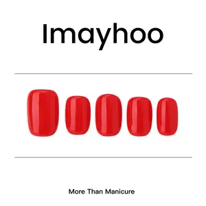 Imayhoo Handmade Acrylic,Press on nails Short square Soild color Red(10pcs)OMDXX099-Nail Art,Nail Care short  fake