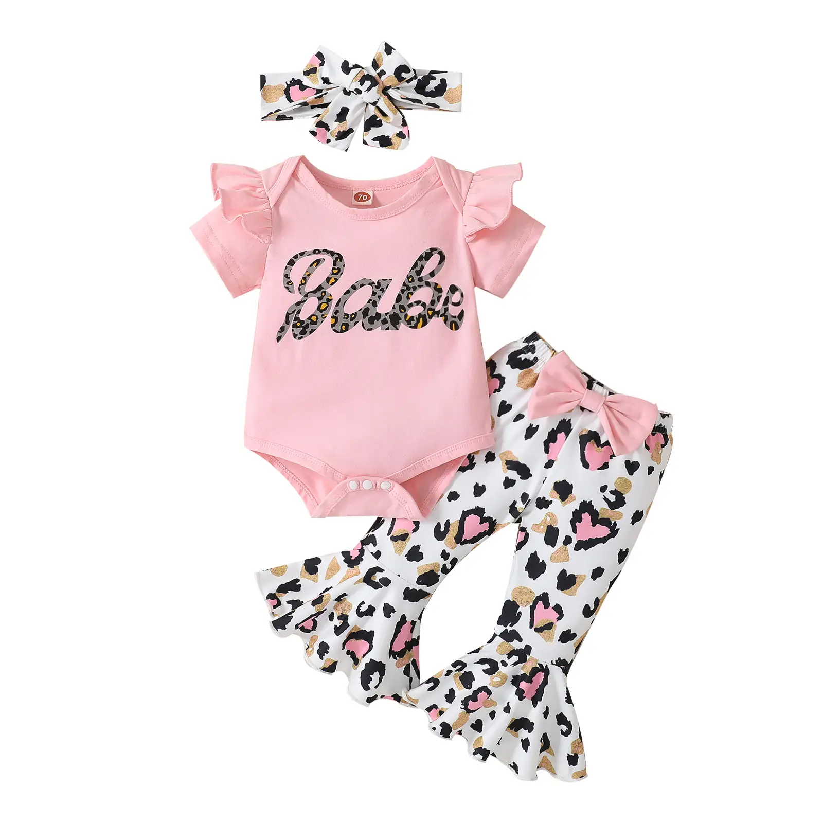 Baby Girls Summer 0-18 Months Pink Romper and Flared Pants and Infant Sets Babygirl Clothes Clothing Products