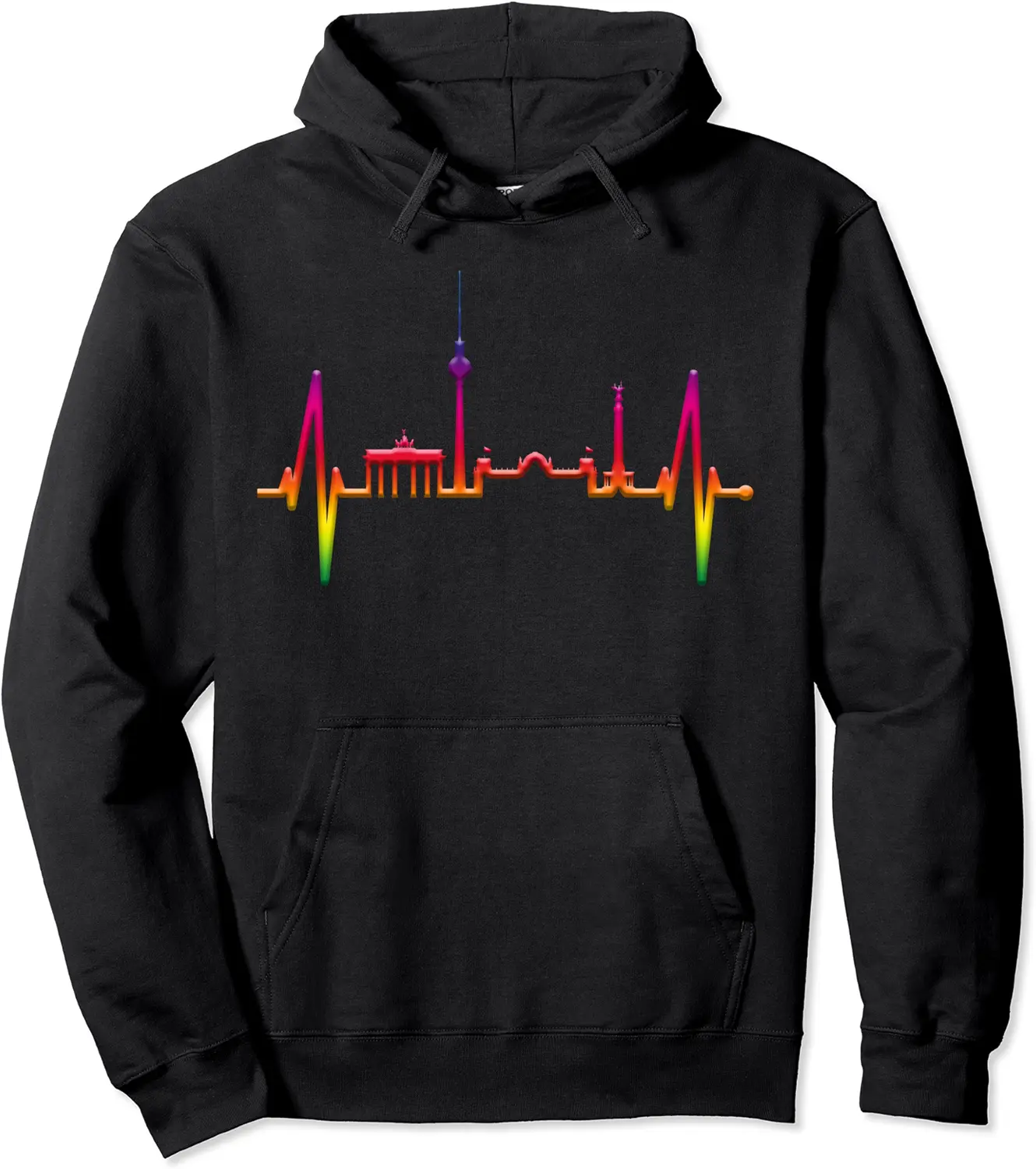 Berlin Skyline Heartbeat LGBT Rainbow Gay Pride Queer Berlin Pullover Hoodie - Clydebell Shop 26B08X5X8598