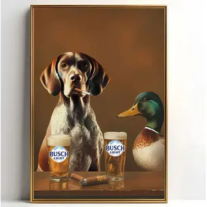 German Shorthaired with Mallard Wall Art Unframed - Home Decor Trendy Retro Wall Art