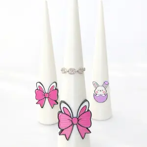 Easter Ring Cone Holder | Bunny Ear Bow & Easter Bunny Egg Jewelry Holder | Easter Ring Display | Spring Jewelry Organizer | Easter Basket