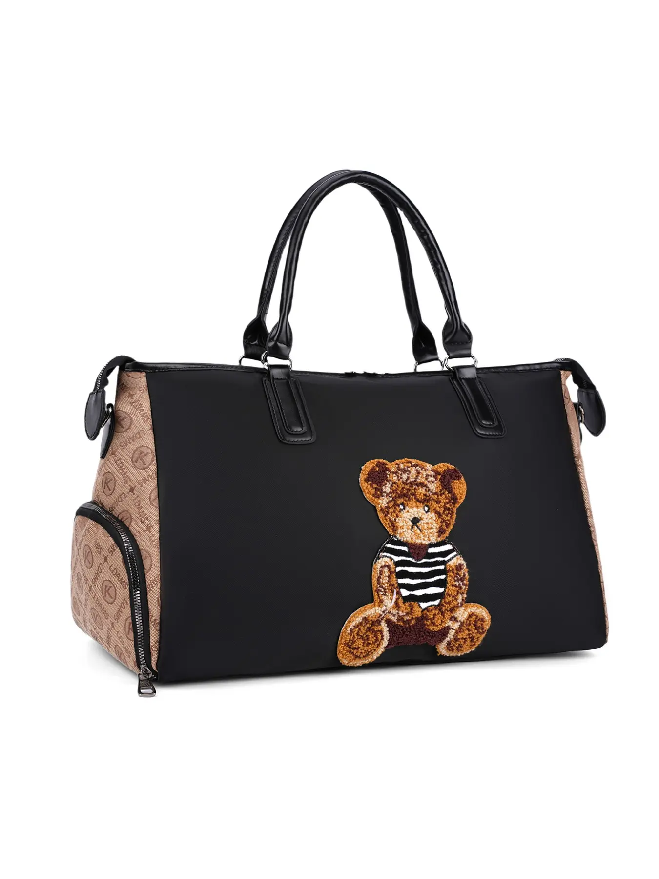 Cute Animal Embroidered Bear Handbag, Large Capacity Travel Bag for Women, Short Trip Business Backpack, Lightweight Multi-Functional Travel Handbags