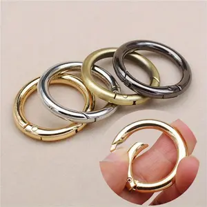 [5pcs Metal O-ring Buckle] 5pcs/lot Metal O-ring, spring buckle, can be opened, round safety buckle, keychain, bag clip hook, dog chain buckle, DIY connector, DIY Wallet Making