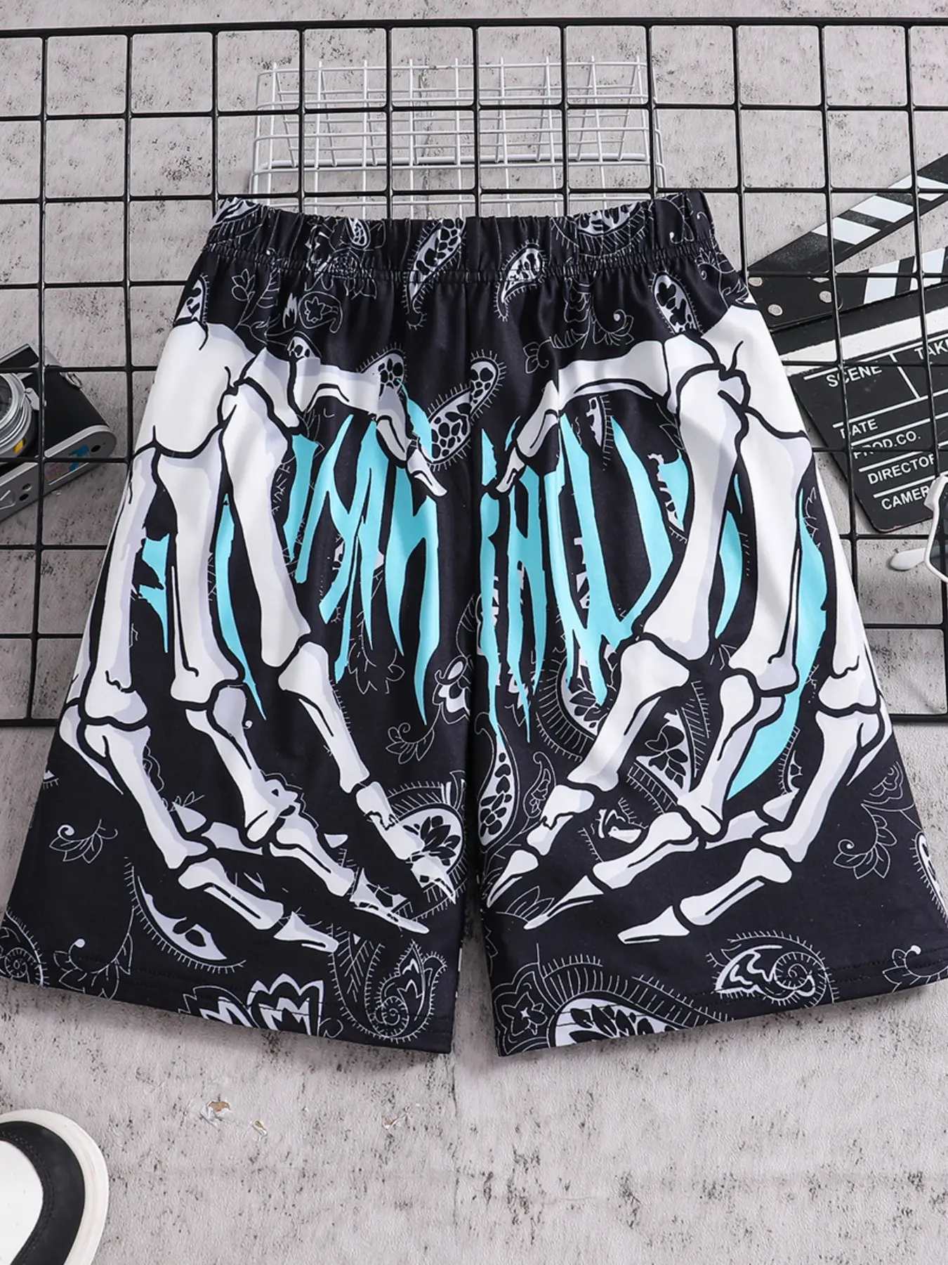 Boys Summer Ultra-Cool Skull Print Shorts, Loose Fit Five-Quarter Hip-Hop Shorts, Comfortable and Stylish Casual Wear