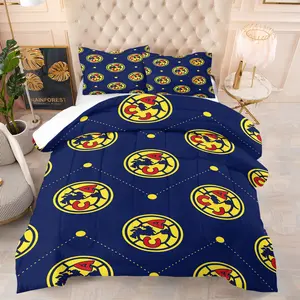 Club América Emblem Theme Comforter Set, Quilt Bedding Set, Including 1 Quilt and 1 or 2 Pillowcases without Pillows,Suitable as a Gift for Football Fans,Soft and Warm Bedroom Decoration for Boys,Teenagers and Adults
