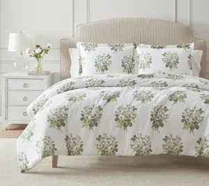 Martha Stewart Eloise Floral Grey Cotton Twin Duvet Set