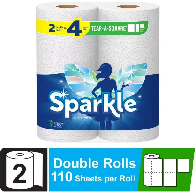 Sparkle Tear-a-Square Paper Towels, 2 Double Rolls