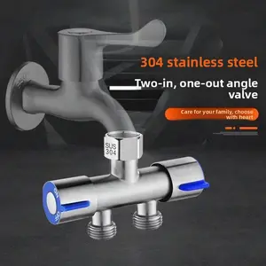 Household tap water faucet one inlet two outlets three-way water splitter, 4-point universal interface double-headed diverter valve, garden irrigation hose adapter labor-saving accessory